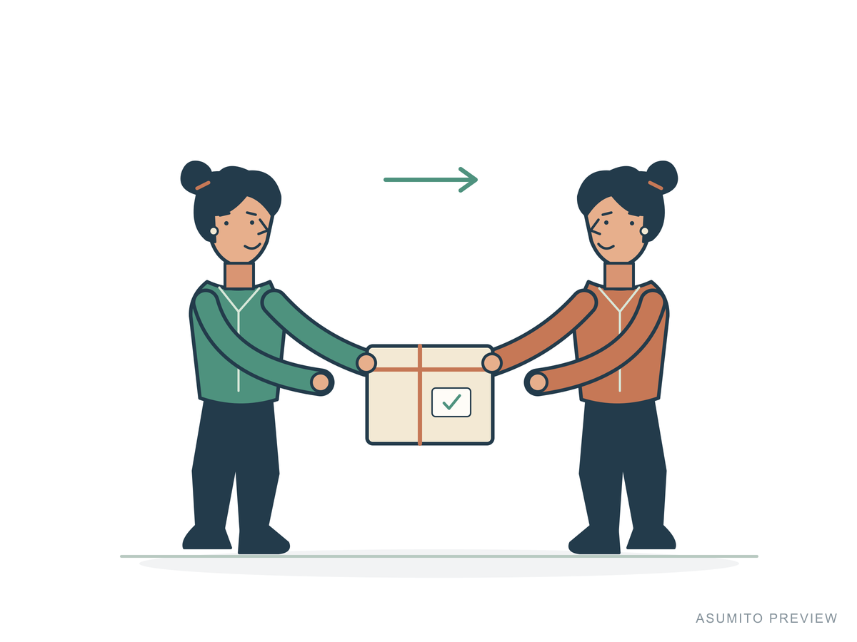 Handoff, appearance B: tied hair. The same scene, body, clothes and pose as A.