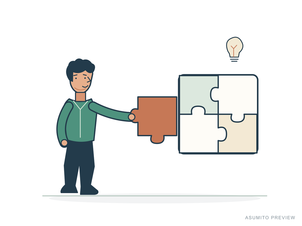 Problem solving, appearance A: short hair. A puzzle piece beside its matching board.